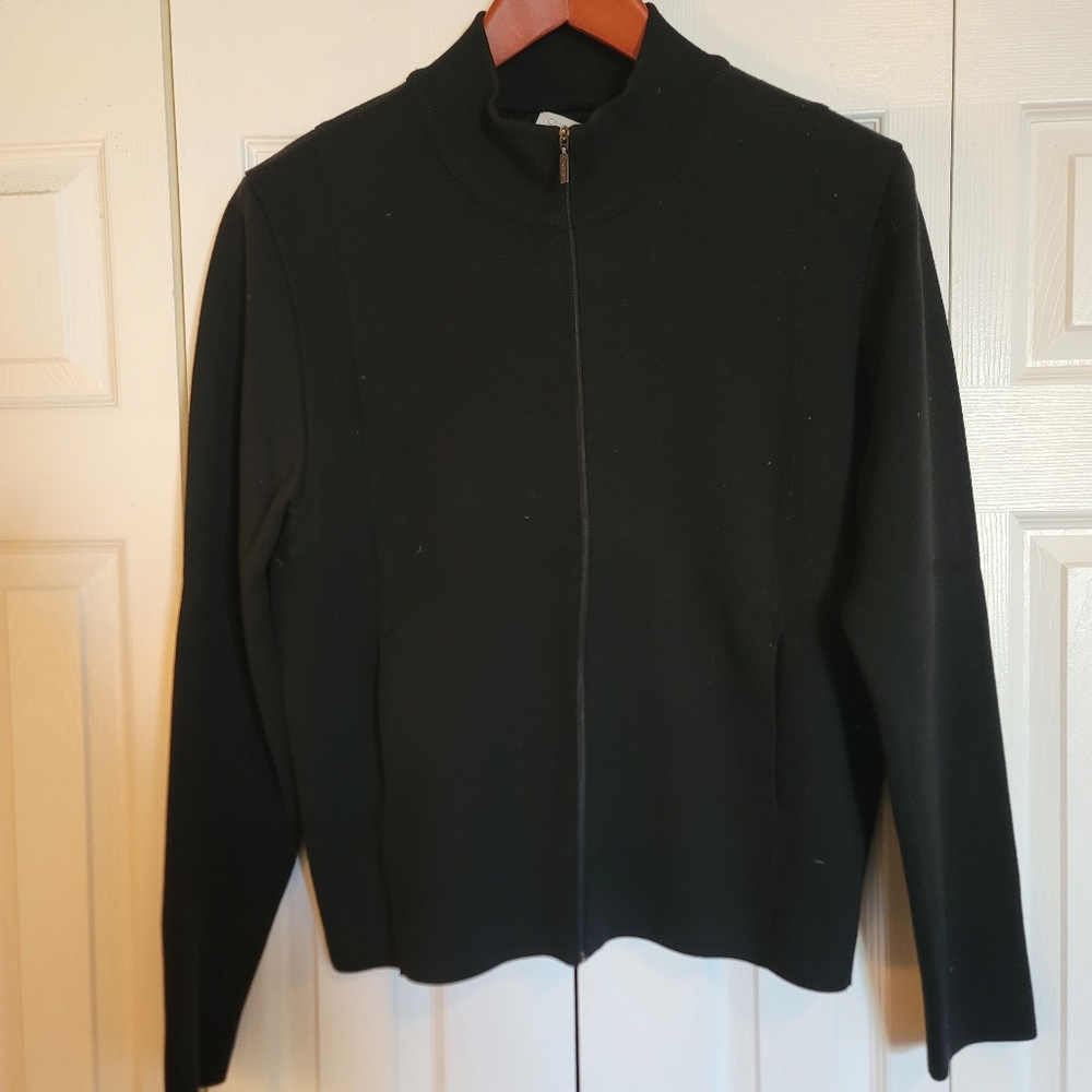 Full Zip Merino Wool W/pockets By Cruciani, Black, XL